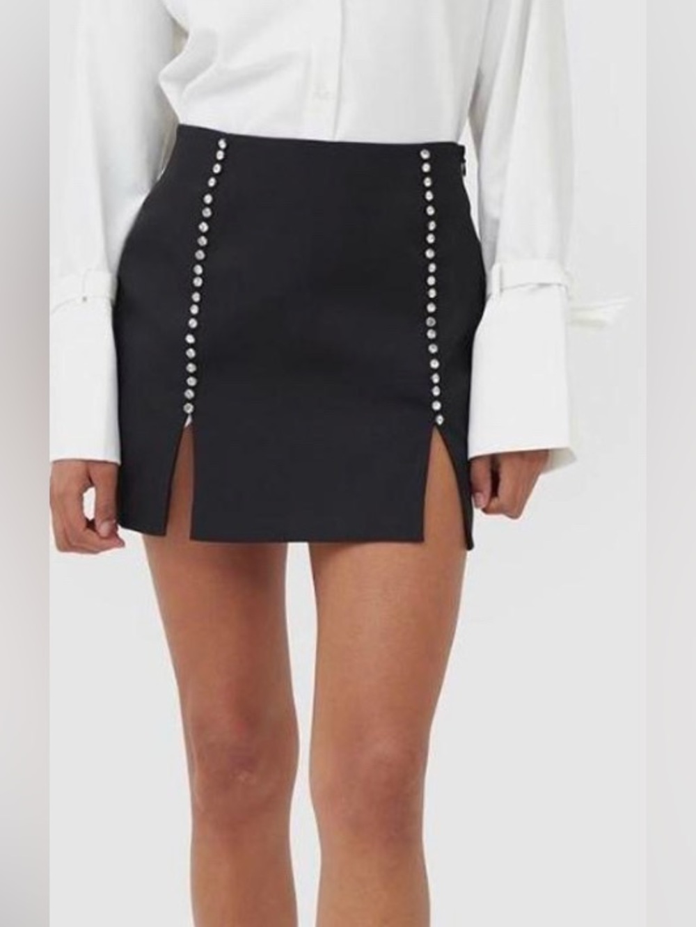 Black 4TH + Reckless Mini Skirt with Rhinestone Slits (2 Available Sz- L & XL)